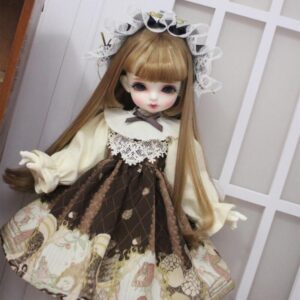 Alice wanderland print dress with lace patch