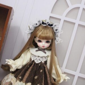 Alice wanderland print dress with lace patch