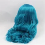 Dark cyan curly RBL Blythe doll wig with scalp