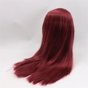Dark wine straight RBL Blythe doll wig with scalp