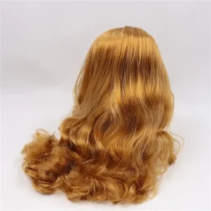 Golden curly RBL Blythe doll wig with scalp