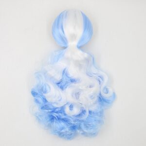 2 tones white + light blue RBL Blythe doll wig with scalp