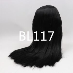 Black straight RBL Blythe doll wig with scalp