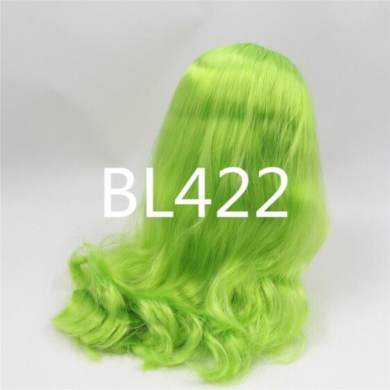 Fresh green curly RBL Blythe doll wig with scalp