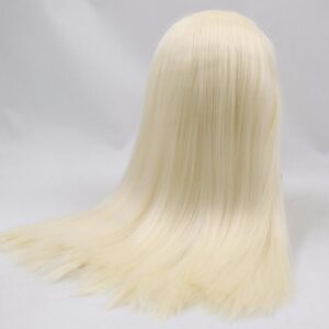 Cream straight RBL Blythe doll wig with scalp
