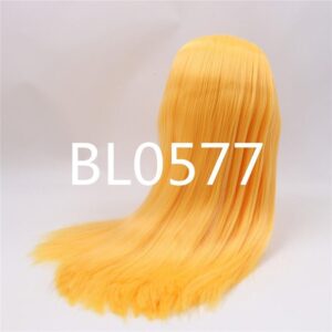 Orange straight RBL Blythe doll wig with scalp