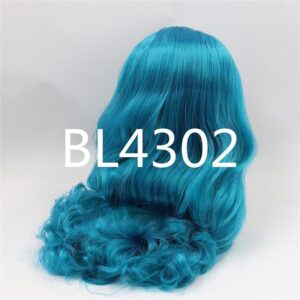 Dark cyan curly RBL Blythe doll wig with scalp