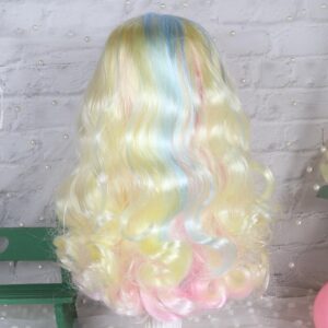 Rainbow colors RBL Blythe doll wig with scalp
