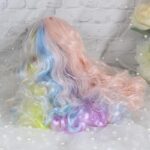 Rainbow color 2 RBL Blythe doll wig with scalp