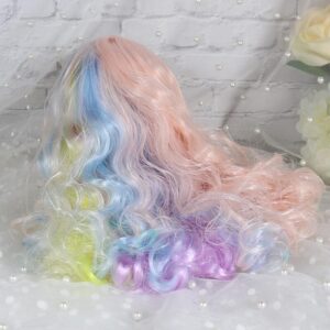 Rainbow color 2 RBL Blythe doll wig with scalp