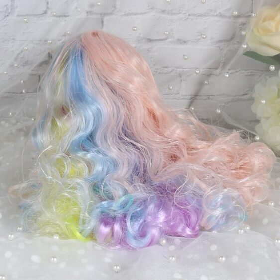 Rainbow color 2 RBL Blythe doll wig with scalp
