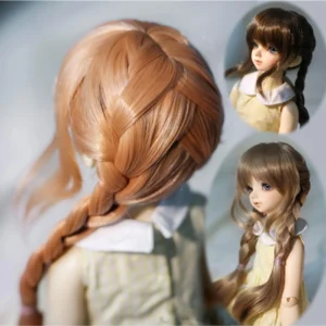 BJD Wig Girls Double Ponytail Braid 1/3 1/4 1/6 Fashion Long Double Braids Long Doll Wig