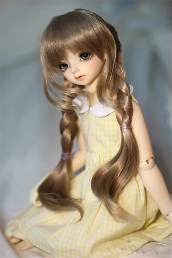 BJD Wig Girls Double Ponytail Braid 1/3 1/4 1/6 Fashion Long Double Braids Long Doll Wig - Image 2