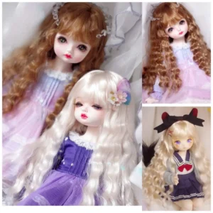 BJD Wig Long Wavy Curly Hair for 1/3 1/4 1/6 Dolls