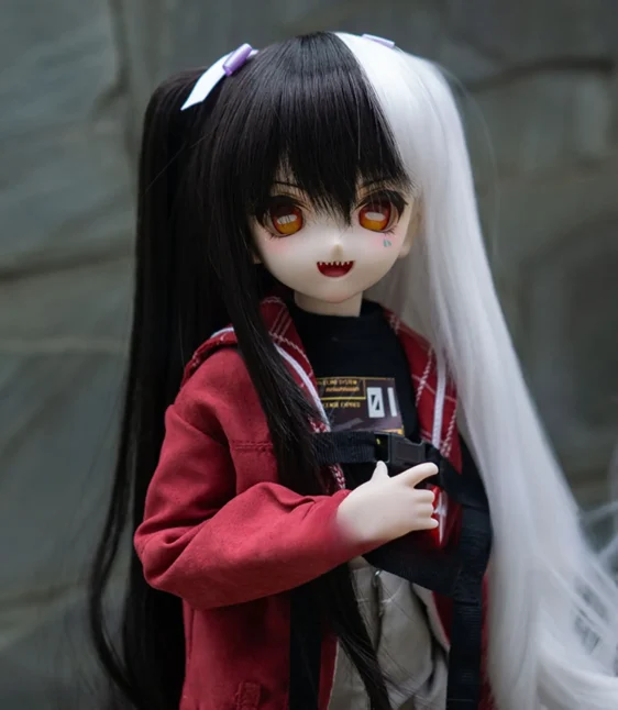 Black+Pink Long Doll Wig for 1/3, 1/4, 1/6 BJD MSD SD Dolls - Image 7