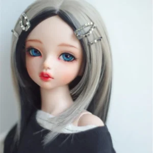 Center Part BJD Wig – Long Straight Two-Tone Doll Hair
