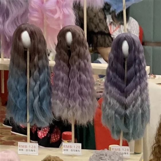 Custom Gradient BJD Long Wavy Wig for 1/3, 1/4, 1/6 Dolls - Image 3