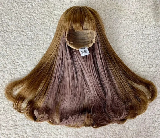 Custom Two-Color Mixing BJD Long Wig with Bangs for 1/3, 1/4, 1/6 Dolls - Image 2