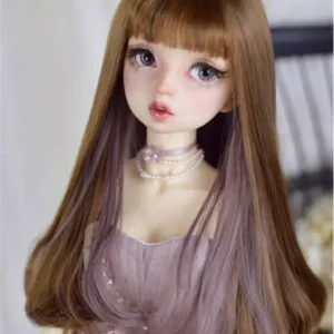 Custom Two-Color Mixing BJD Long Wig with Bangs for 1/3, 1/4, 1/6 Nukke