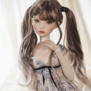 Double Ponytail BJD Wig with Bangs – Long Curly & Wavy Hair for 1/3, 1/4, MSD Dolls