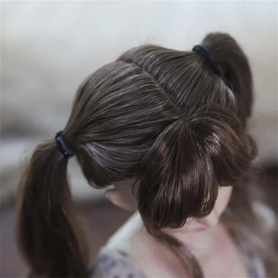 Double Ponytail BJD Wig with Bangs – Long Curly & Wavy Hair for 1/3, 1/4, MSD Dolls - Image 3