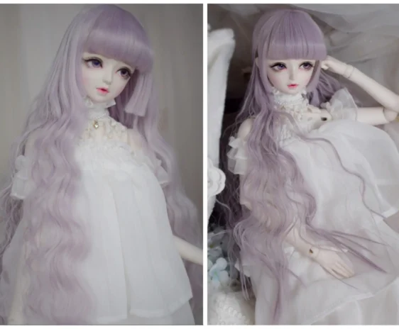 Long Curly BJD Wig with Bangs – Perfect for 1/3, 1/4, 1/6 Dolls - Image 2