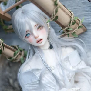 Short Doll Wig with Wolf Tail Pigtails & Braids for 1/3, 1/4, 1/6 Dolls