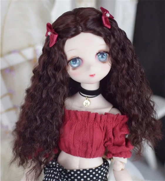 Soft Imitation Mohair BJD Wig – Wavy Elegance for 1/3, 1/4, 1/6, Blythe Dolls - Image 2