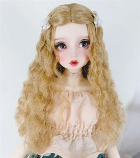 Soft Imitation Mohair BJD Wig – Wavy Elegance for 1/3, 1/4, 1/6, Blythe Dolls - Image 6