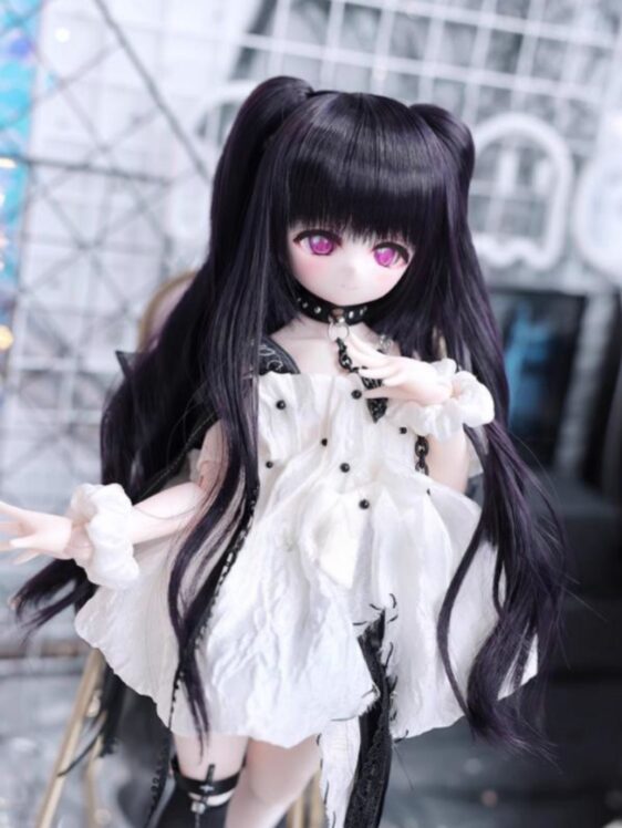 BJD Long Curly Wig with Double Ponytails – Perfect for 1/3, 1/4, 1/6 Dolls