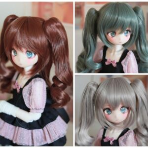 BJD Wig 1/3 1/4 BJD Duha ka ponytail wig alang sa mga monyeka