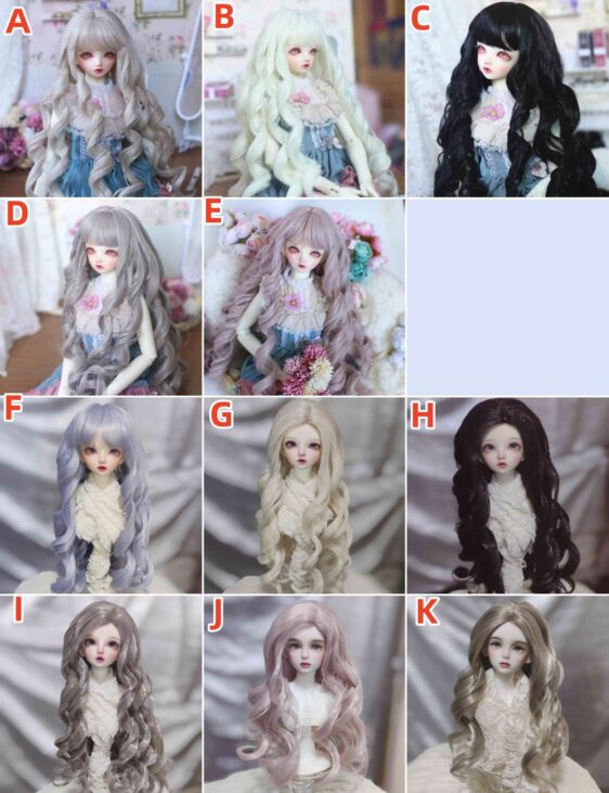 Bjd Wig Dolls Fashion Long BJD Wig with Bangs for 1/3 1/4 1/6 BJD Doll Wig Curly Doll Hair Wigs