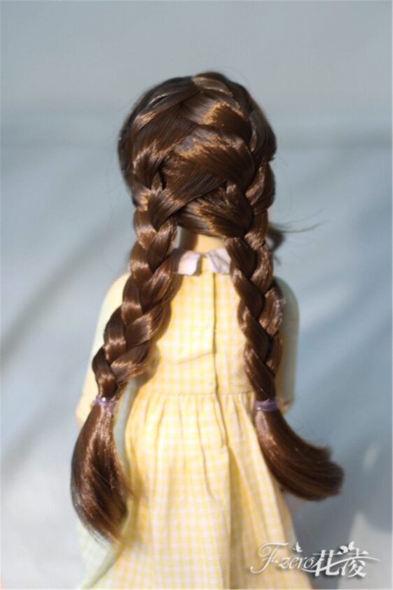 BJD Wig Girls Double Ponytail Braid 1/3 1/4 1/6 Fashion Long Double Braids Long Doll Wig