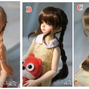 BJD Wig Girls Double Ponytail Braid 1/3 1/4 1/6 Fashion Long Double Braids Long Doll Wig