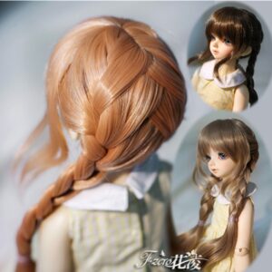 BJD Wig Girls Double Ponytail Braid 1/3 1/4 1/6 Fashion Long Double Braids Long Doll Wig