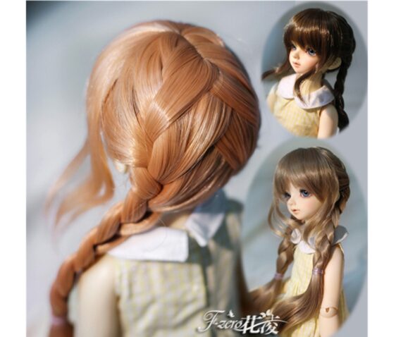 BJD Wig Girls Double Ponytail Braid 1/3 1/4 1/6 Fashion Long Double Braids Long Doll Wig