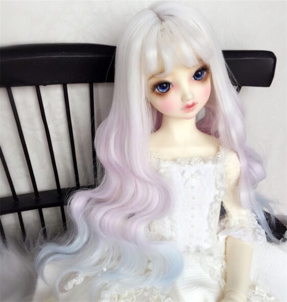 Custom Make 1/3 1/4 1/6 Bjd Doll Long Wavy Wig with Bangs SD Doll Big Wave Gradient Color Wig Hair 9-10'' 8-9