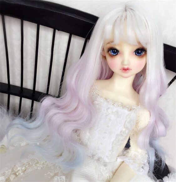 Custom Make 1/3 1/4 1/6 Bjd Doll Long Wavy Wig with Bangs SD Doll Big Wave Gradient Color Wig Hair 9-10'' 8-9