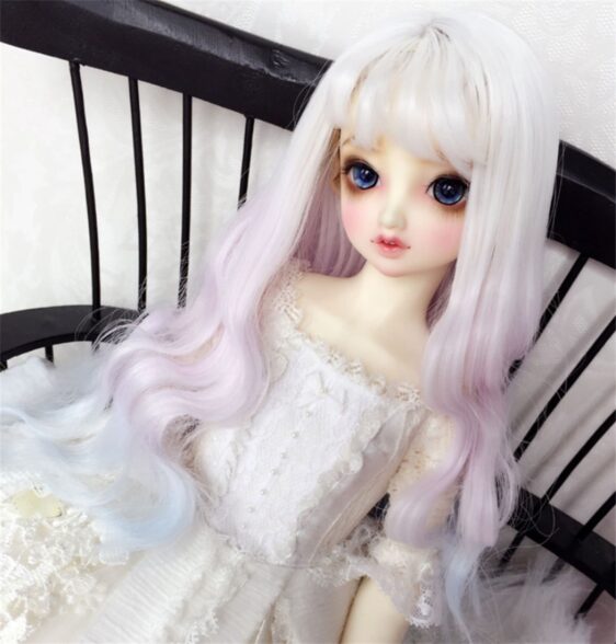 Custom Make 1/3 1/4 1/6 Bjd Doll Long Wavy Wig with Bangs SD Doll Big Wave Gradient Color Wig Hair 9-10'' 8-9