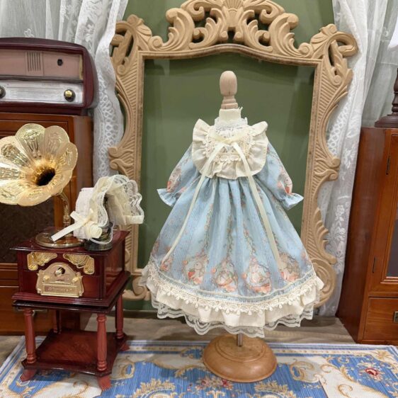 1/6 1/4 1/3 BJD Doll Dress, Blythe Blue Floral Skirt, Smart Doll Outfit