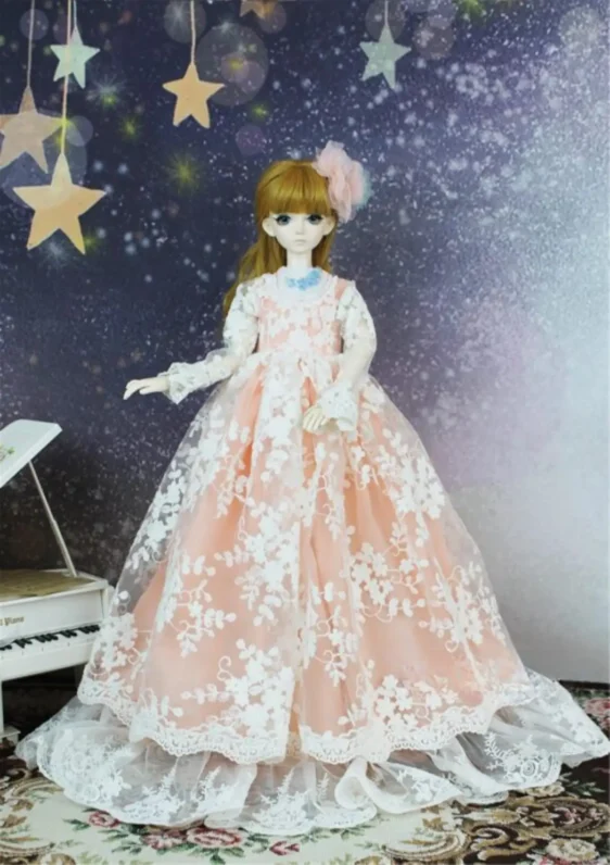 Embroidered Wedding Dress for 1/3 & 1/4 BJD Dolls - Image 2