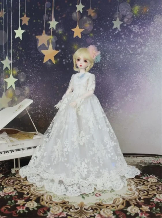 Embroidered Wedding Dress for 1/3 & 1/4 BJD Dolls - Image 4