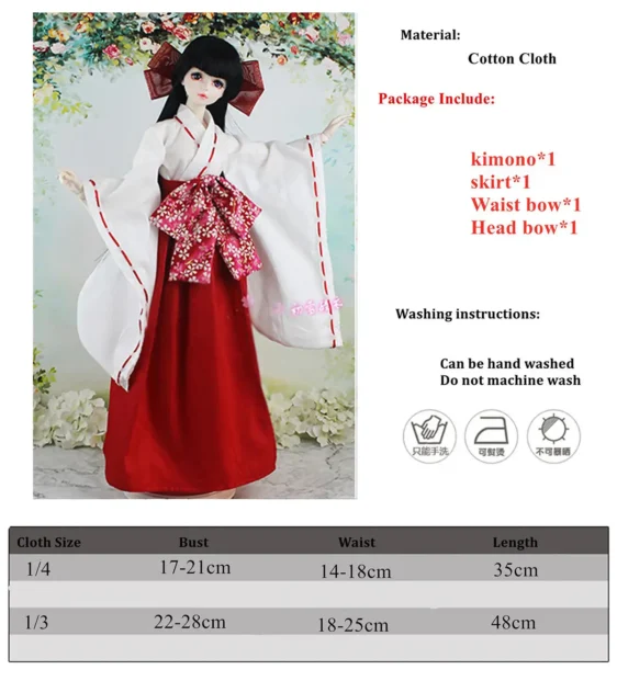 BJD Clothes Japanese Kimono for 1/3 SD Doll 1/4 Traditional Japanese Dress - Image 6