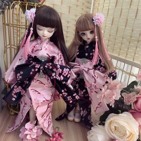 BJD Japanese Kimono – Elegant Doll Outfit for 1/3, 1/4, 1/6 Dolls