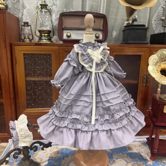 Black BJD Lolita Dress with Headband for 1/3, 1/4, 1/6  Blythe Dolls