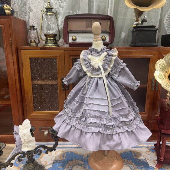 Black BJD Lolita Dress with Headband for 1/3, 1/4, 1/6  Blythe Dolls