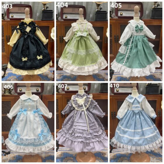 Black BJD Lolita Dress with Headband for 1/3, 1/4, 1/6  Blythe Dolls