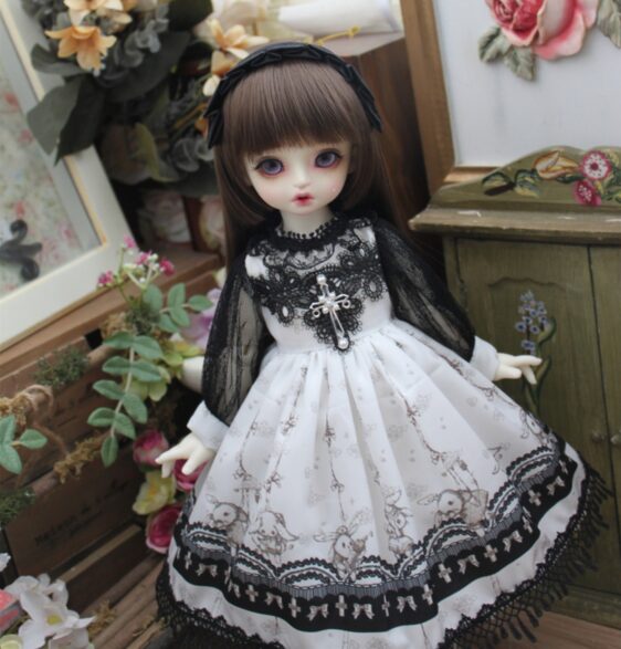 Black Dress & Hairband Set for BJD – 1/4, 1/6, MSD, Yosd, Blythe Doll Clothes