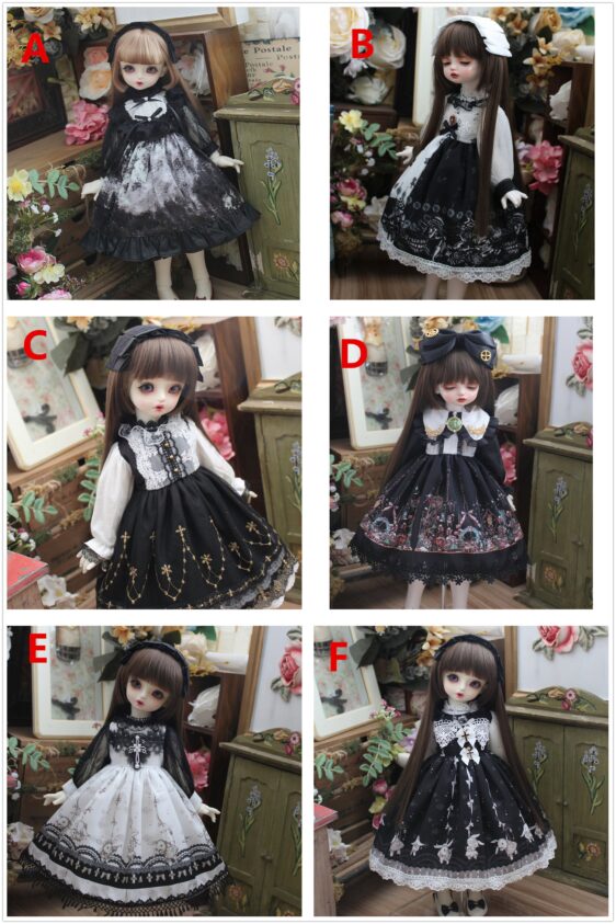 Black Dress & Hairband Set for BJD – 1/4, 1/6, MSD, Yosd, Blythe Doll Clothes