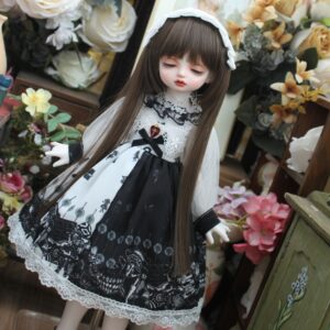Black Dress & Hairband Set for BJD – 1/4, 1/6, إم إس دي, يسد, ملابس الدمية بليث